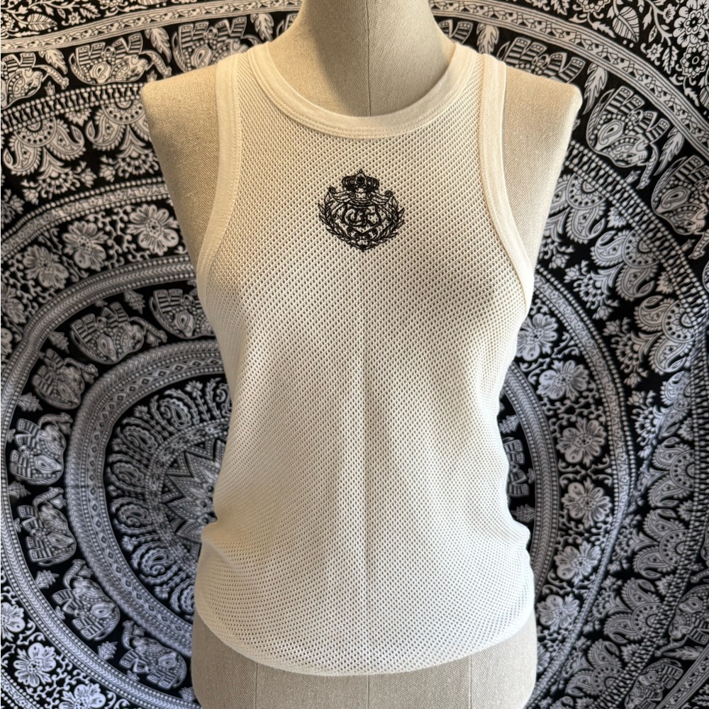 Kooples Cream Sleeveless Top with Emblem - Picture 2 of 7